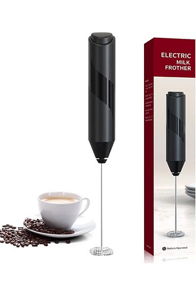 COOYA Electric Coffee Milk Frother, Handheld Milk Frothers Helper Mini Whisk Beverage Foam Mixer, Black