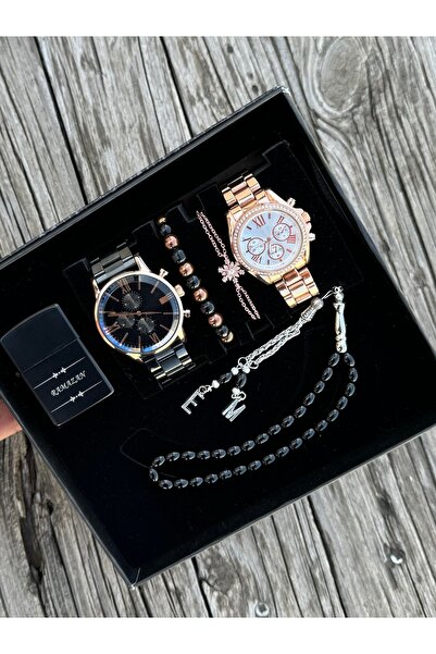 DEEPWELL Sevgili Çift Kol Saati Çakmak Tesbih Bileklik Seti Deepwell-dt25