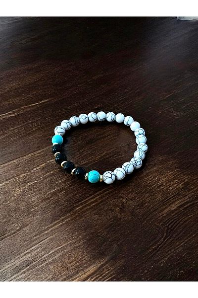 Padore Accessory A+ Quality Howlite, Onyx and Turquoise Natural Stone Bracelet