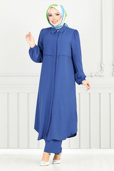 ModaMerve بدلة حجاب بأزرار مخفية 2666SL890-M نيلي
