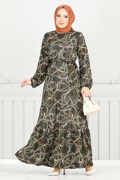 ModaMerve Chain Patterned Dress