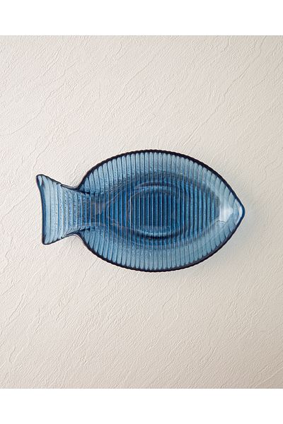 English Home Fishy Glass Snack Bowl 21 cm Blue