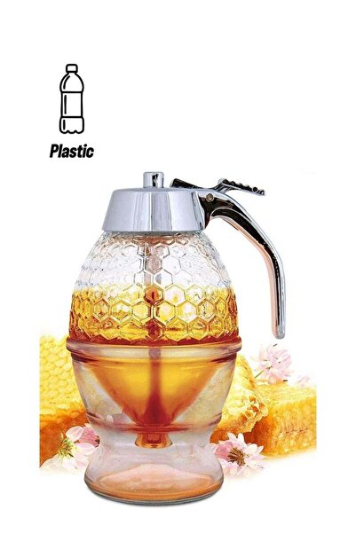 COOYA 200ml Honey Dispenser, Drip-Proof, With Stand and Honeycomb Design, Suitable for Dessert Making