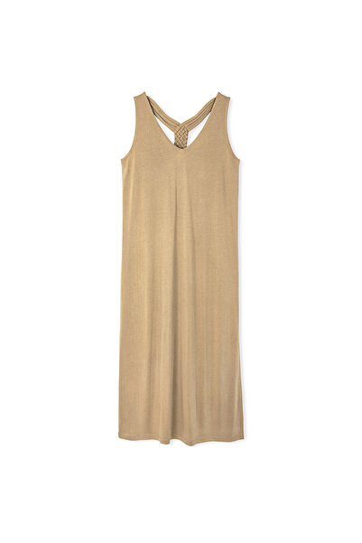 İpekyol Örgü efektli V yaka elbise