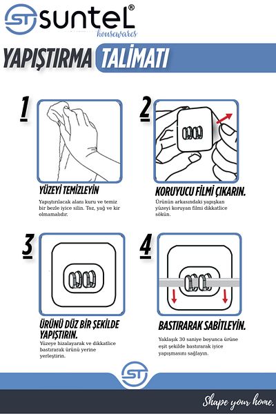 SUNTEL BANYO VE MUTFAK AKSESUARLARI Μονόροφο ράφι μπάνιου με γάντζο + θήκη σαπουνιού