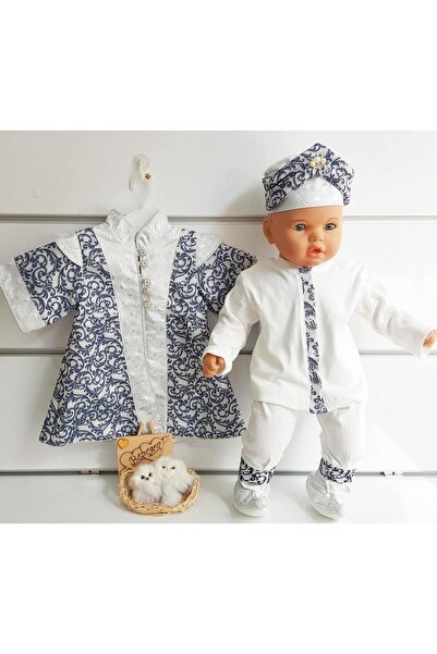 bebegen طقم ملابس أطفال سلطان باللون الأزرق الداكن مع تطريز فضي