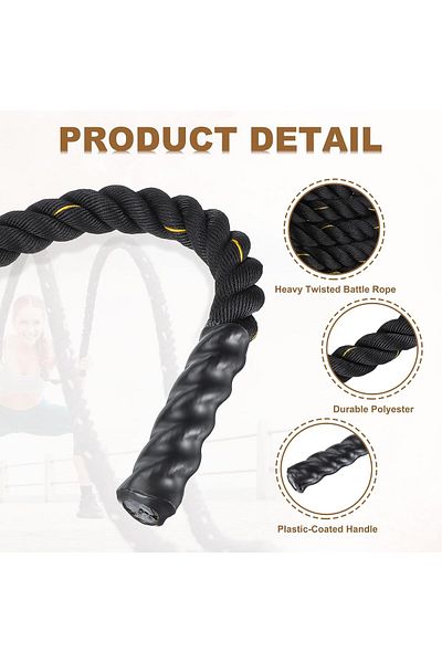 fulina Heavy Fitness Exercise Rope38mm*12m , Battle Rope,for Strength Training Gym Muscle Building