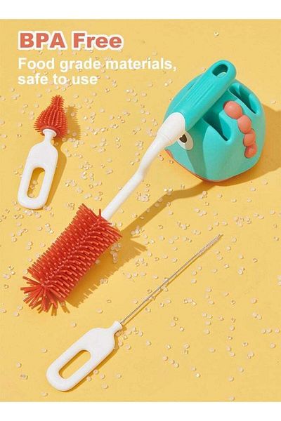 Yelajoy Bottle Brush Set, Can Brush Nipples and Straws, Can Rotate 360° for Clean, Suitable for Bottle Clean