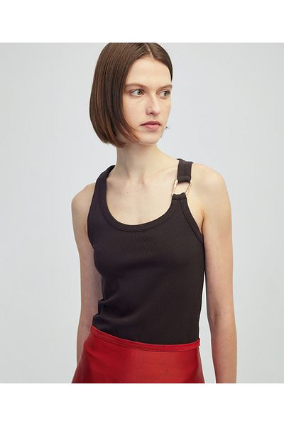 İpekyol Ribbed T-Shirt with Metal Accessories