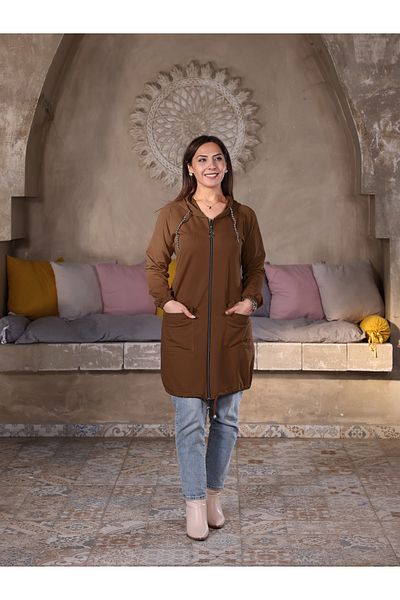 Fazilet Aslan Compact Fabric Zippered Hooded Jacket