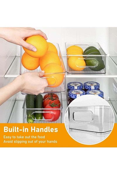 COOYA 8-Piece Refrigerator Storage Box, Stackable, With Hollow Handles, Suitable for Refrigerator, Kitchen