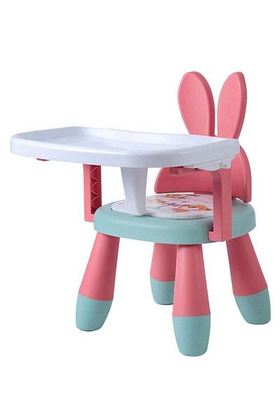 COOYA Portable Baby Dinner Chair With Dining Tray, Booster Feeding Seat for Baby (Green Pink)
