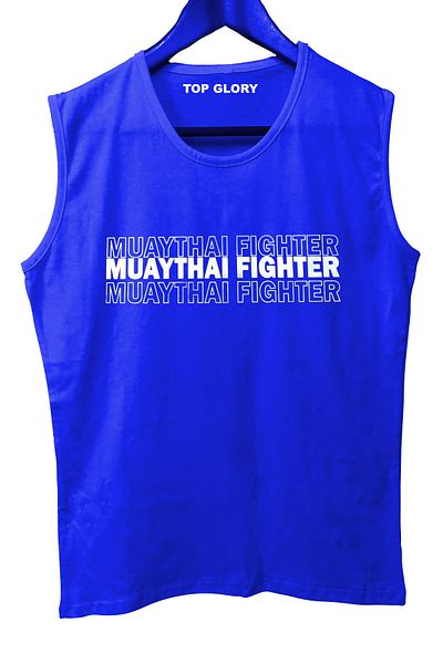 TOP GLORY تي شيرت رياضي بدون أكمام مطبوع عليه Muay Thai Fighter، قميص رياضي للياقة البدنية