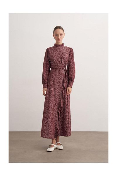 FUSHYA Rochie cu volane cu imprimeu leopard