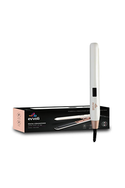 evvoli مكواة فرد الشعر، مطلية بالسيراميك، سخان PTC، خاصية أيونية، شاشة LCD، E...
