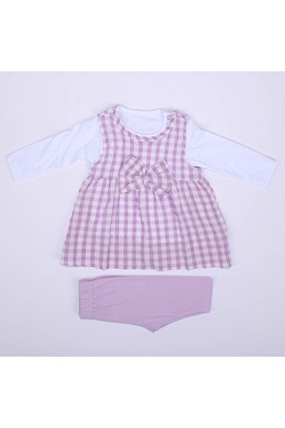 bebegen Baby Girl Lilac Plaid Seersucker 3 Piece Set