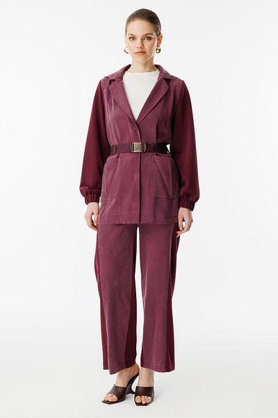 Ghisa Belted Suit Plum
