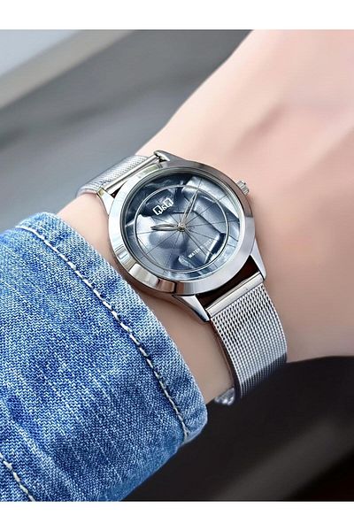 Q&Q Wicker Cord Silver Color Women's Wristwatch