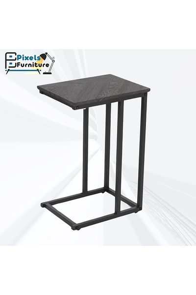 PixelsFurniture طاولة جانبية من بكسل الأثاث على شكل C للأريكة والسرير، طاولة بقواعد معدنية صلبة