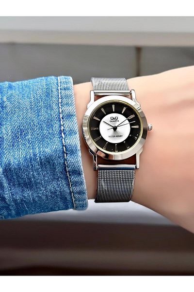 Q&Q Wicker Cord Silver Color Women's Wristwatch