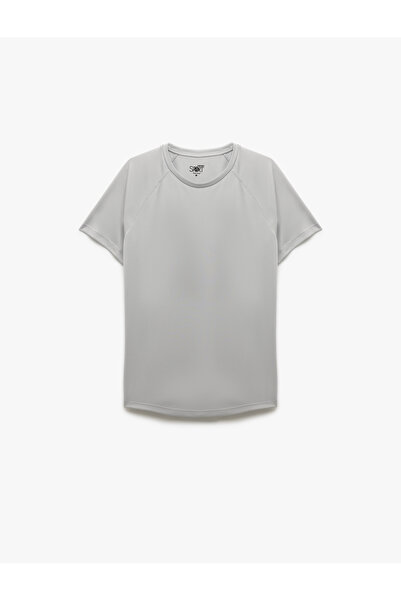 Koton Kısa Kollu Bisiklet Yaka Reglan Kol Arkası Baskılı Slim Fit Spor Tişört
