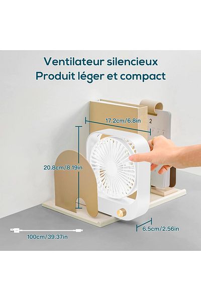Ainseala fan, ABS, white, 17.2 x 20.8 x 6.5 cm, 2000 mAh