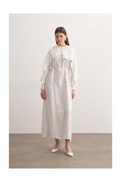 FUSHYA Belted Dress with Collar Detail