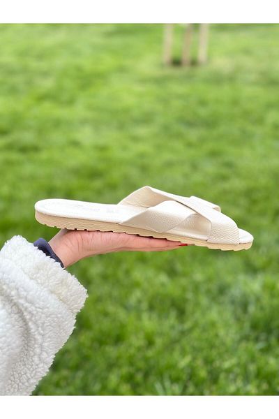 Bold Boutique Women's Cross Detailed House Slippers, Women's Slippers, Outdoor Slippers