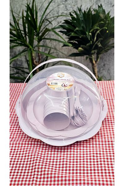 STAY Pink Daisy Picnic Set 32 Pieces 6-Person Camping Barbecue Party Set Cake Dish