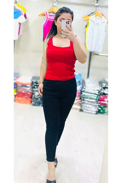 Butik Zeyoo Collection Women's Thick Strap Square Neck Crop