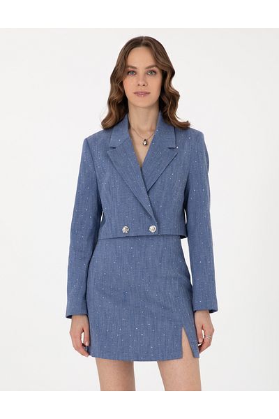 Pierre Cardin Indigo Crop Top Jacket 50300138 -Vr028