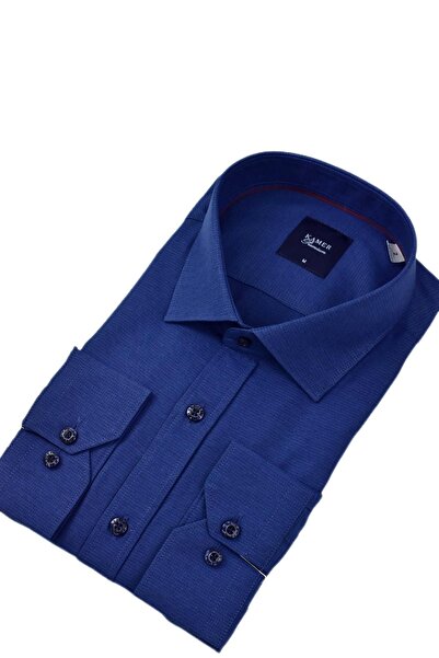 KAMER Чоловіча класична сорочка з довгими рукавами та стільниковою фактурою 3718 BGL-ST04397