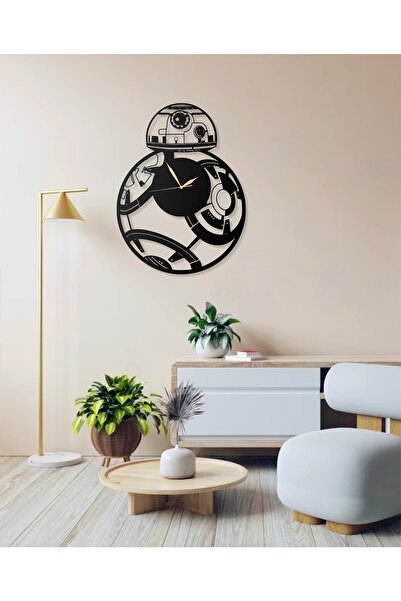 Mova Dizayn ساعة حائط معدنية مزخرفة حديثة بتصميم روبوت حرب النجوم للمنزل والمكتب