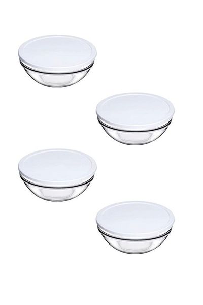 Paşabahçe 53563 White Bowl with Lid 4 Pieces 1135 Cc
