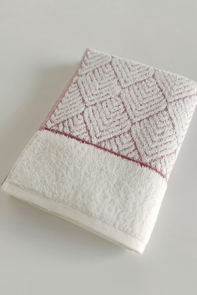 Sevim Geometric Patterned Floor Colorful Bamboo Hand Towel - 50X90 cm - Tile