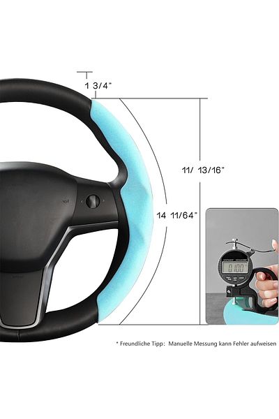 Aotoyou Husă volan pentru Tesla Model Y și 3 Aotoyou, piele întoarsă, albastru deschis