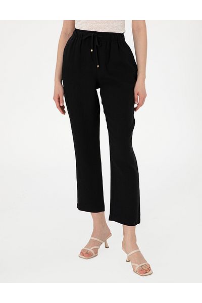 Pierre Cardin Black Carrot Fit Linen Trousers 50301256-Vr046