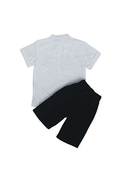bebegen White Shirt and Palm Embroidered Navy Pants for Boys - Set of 2