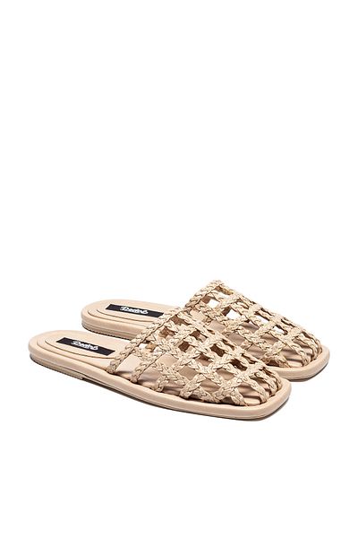 Dedos Women's Straw Knitted Square Toe Daily Comfortable Slippers
