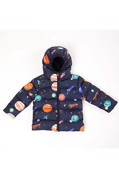bebegen Erkek Çocuk laci Gezegen Desenli Şişme Mont