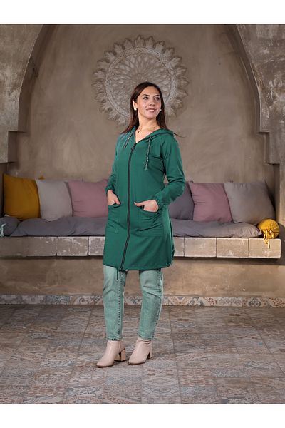 Fazilet Aslan Compact Fabric Zippered Hooded Jacket