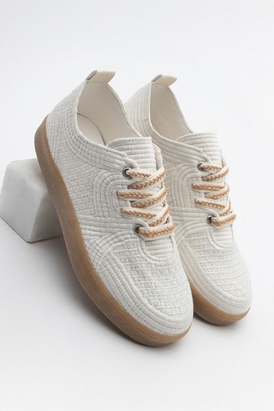 Marjin Women's Sneaker Embroidered Embroidered Sports Shoes Nolen Ecru