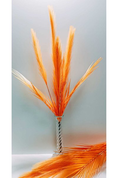 OSO HOME 1 Demet Yapay Çiçek Premium Lila Eğrelti Pampas Demeti 75 CM