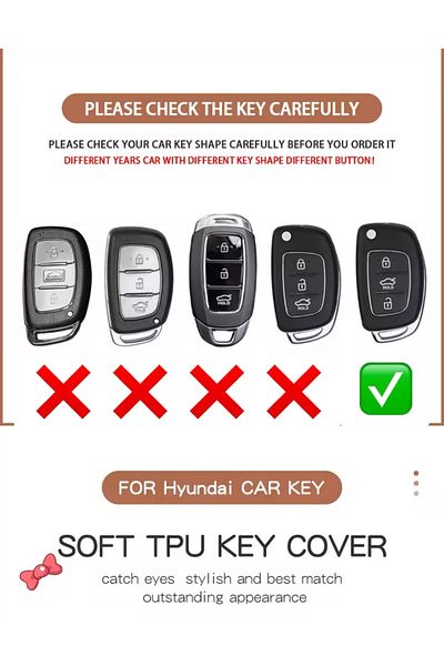 YıldızTuning For Hyundai Bayon I20 I10 I30 Ix35 Elantra Accent Tuscon Switchblade Key Case Cover Black-Silver