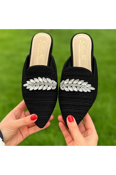 Bold Boutique Women's Stylish Stone Detailed Slippers, Women's House Slippers, Slippers
