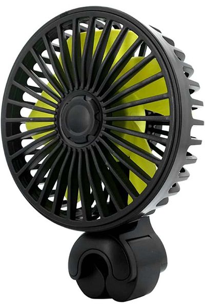 Domybest headrest fan, 12/24 V, plastic, black/yellow, 11.3 x 10.5 x 10.5 cm