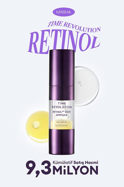 Missha Anti-Wrinkle, Retinol-Containing, Nourishing Ampoule Time Revolution Retinol 500 Shot Ampoule