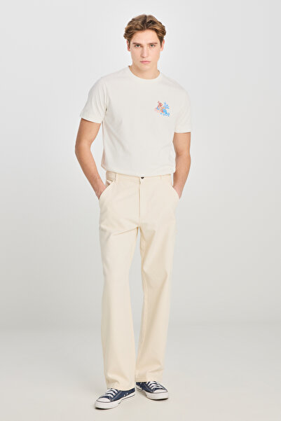 Lee %100 Pamuk Carpenter Fit Geniş Kesim Ekru Denim Jean Pantolon