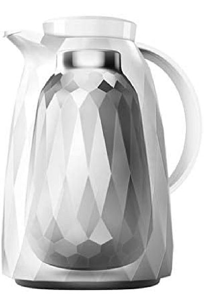 emsa ​Emsa Diamond Jug, 1.5L, White – Elegant, Screw Lid, Long-Lasting Hot & Cold Insulation