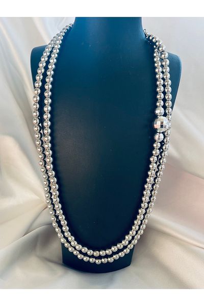 COCOSH TAKI Silver Color Stone Multi-Wound Long Gift Special Design Necklace